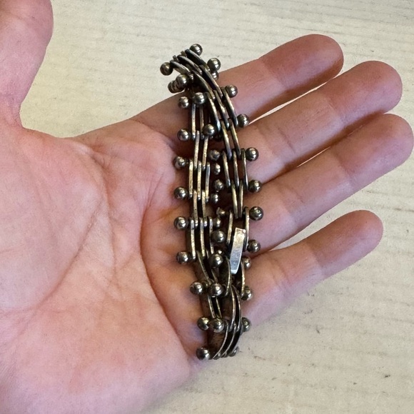 Stunning Vintage Sterling Silver Bracelet Length 8" Unisex Mid Century Modern - Picture 2 of 16